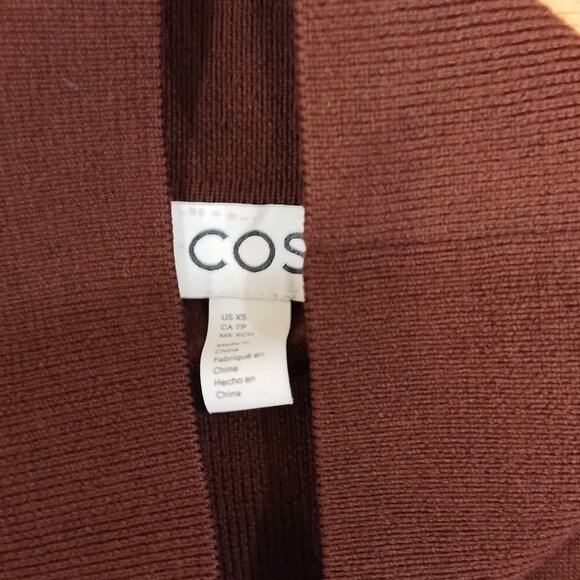 COS Burgundy Merino Wool Sweater Turtleneck Oversized XS - Picture 4 of 5